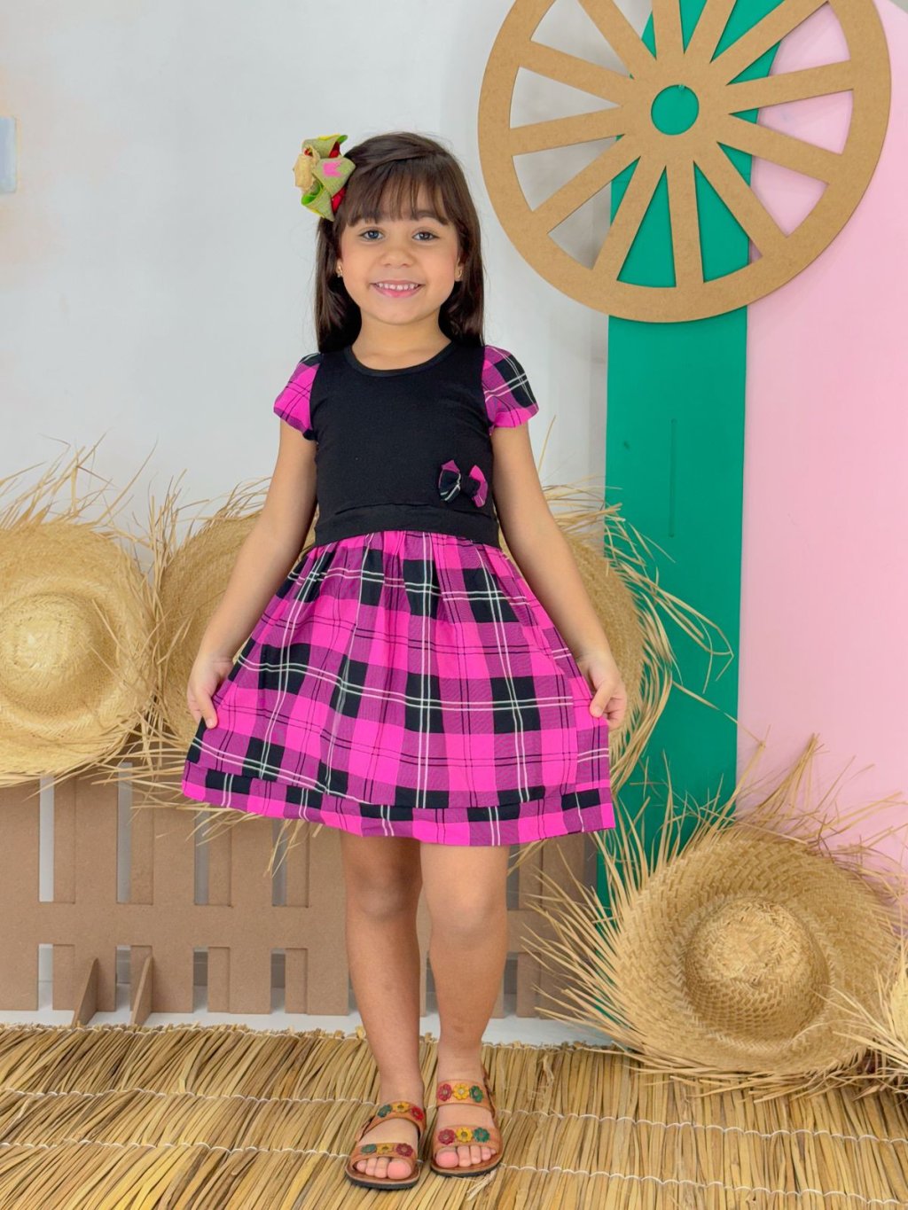 VESTIDO INF. XADREZ MALHA VISCOSE 