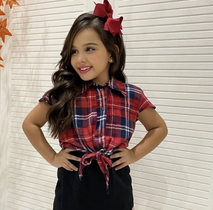 BLUSA INF. MOLETOM DE BOTÃO - XADREZ 