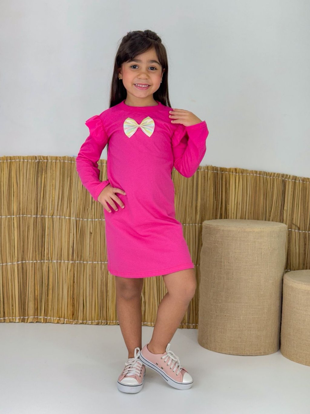 VESTIDO INF. MANGA LONGA - MALHA BRANDILI 