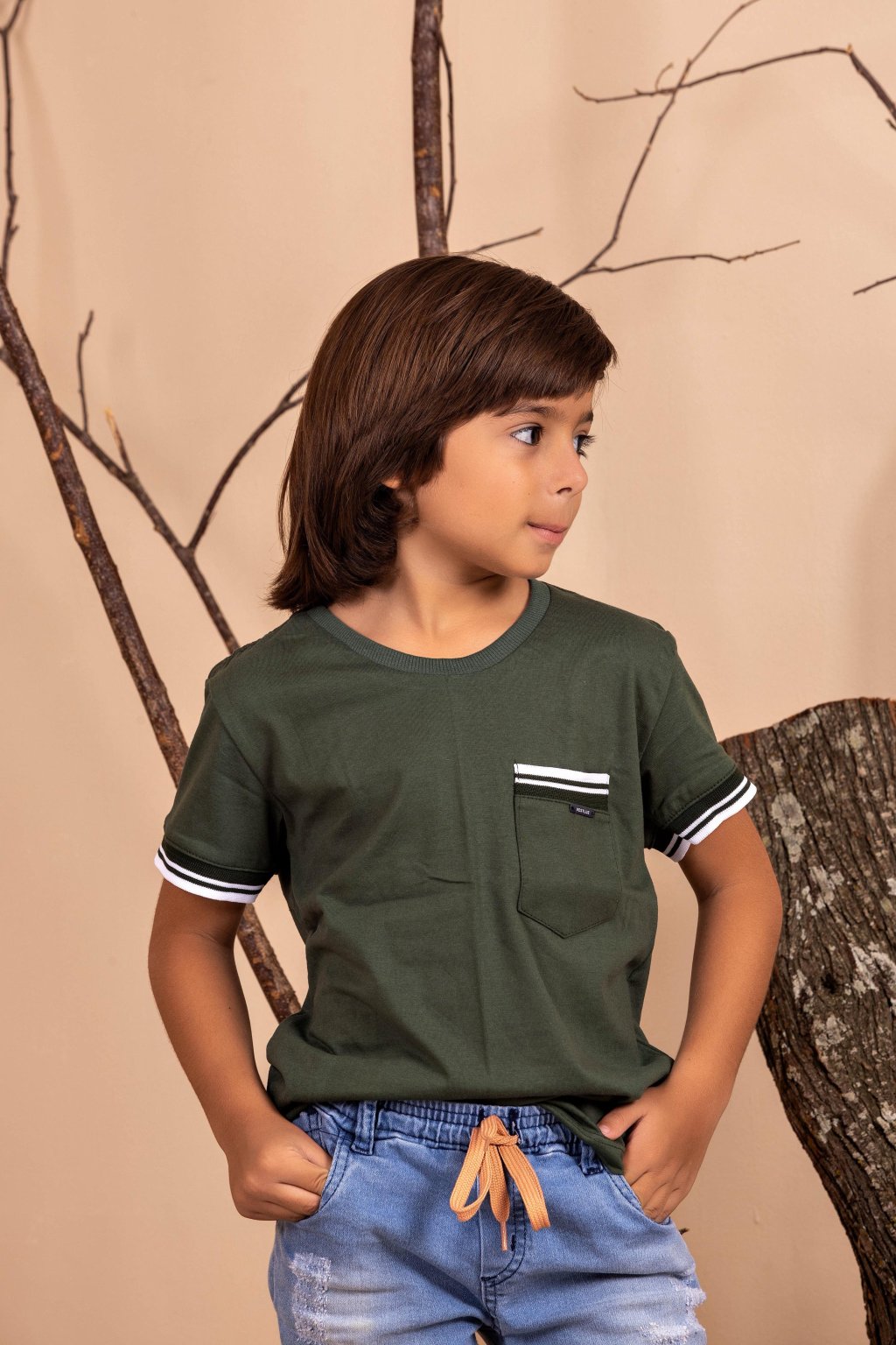 CAMISA JUVENIL C/BOLSO E PUNHO - 8041 