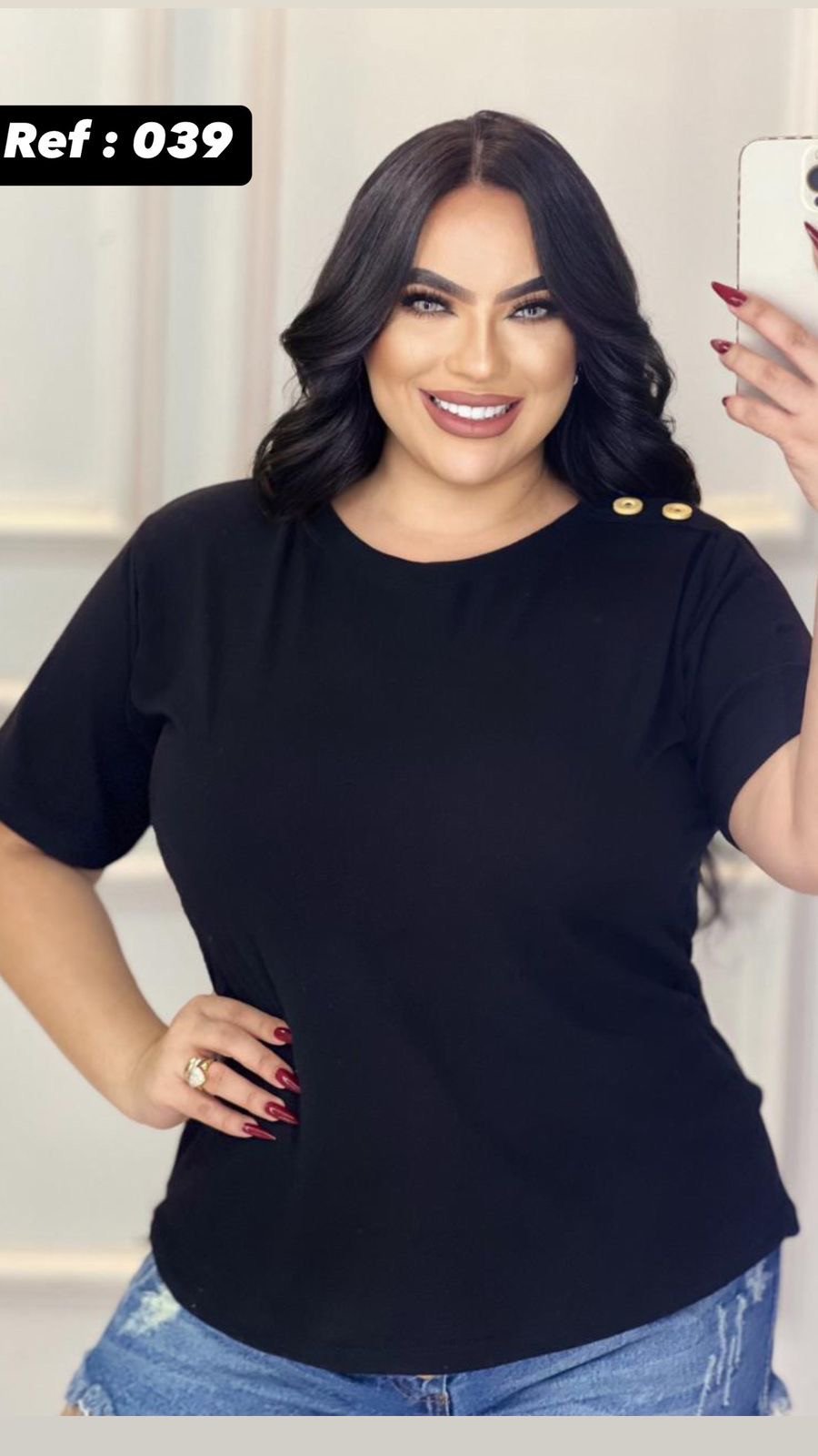 BLUSA PLUS SIZE SUED C/BOTÃO 