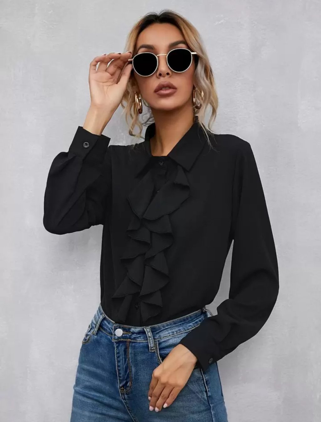 BLUSA MANGA LONGA - C/BABADO 