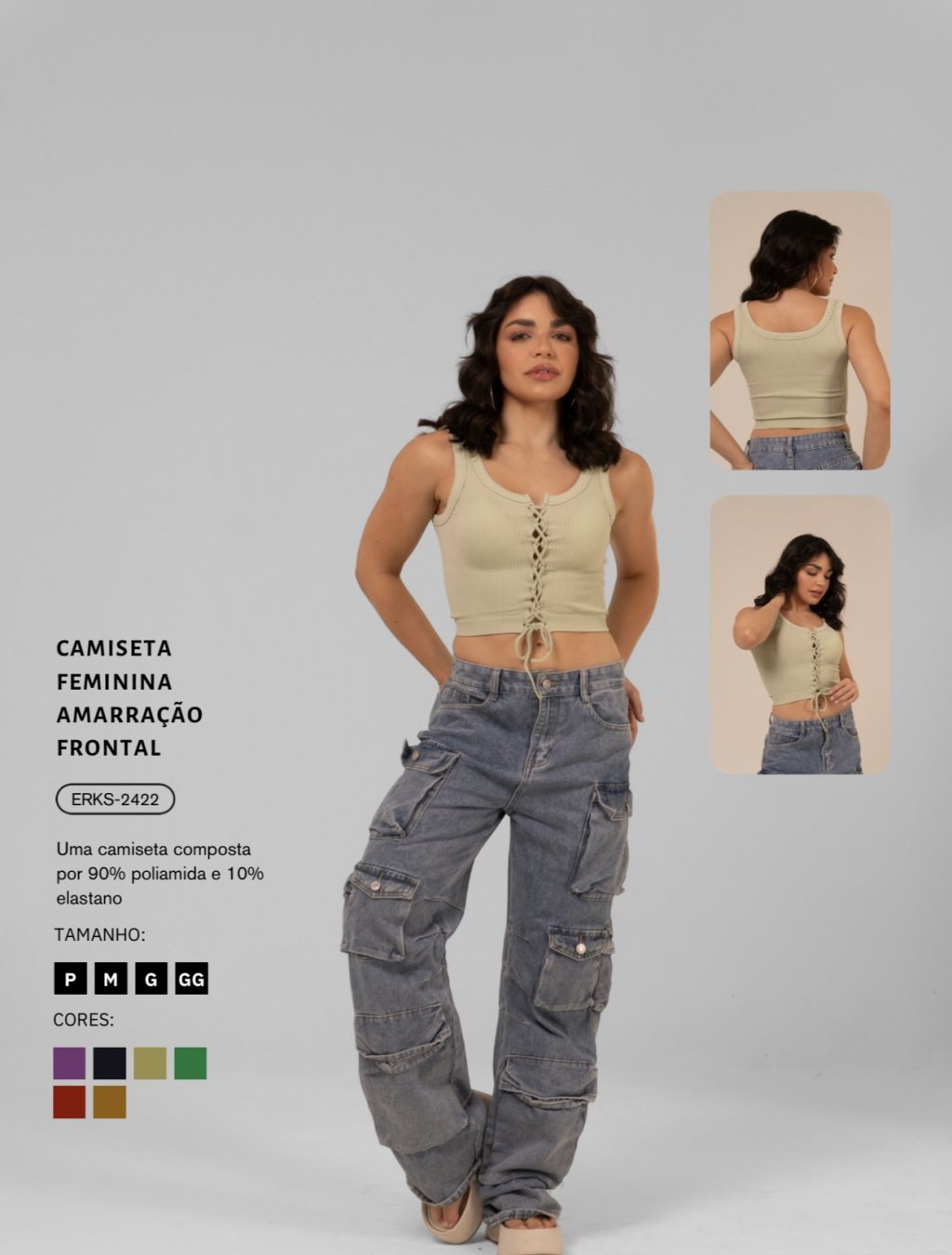 CROPPED POLIAMIDA AMARRAÇÃO - ERKS 2422