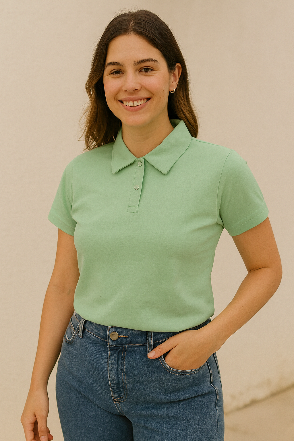 POLO FEMININA COTTON PENTEADO