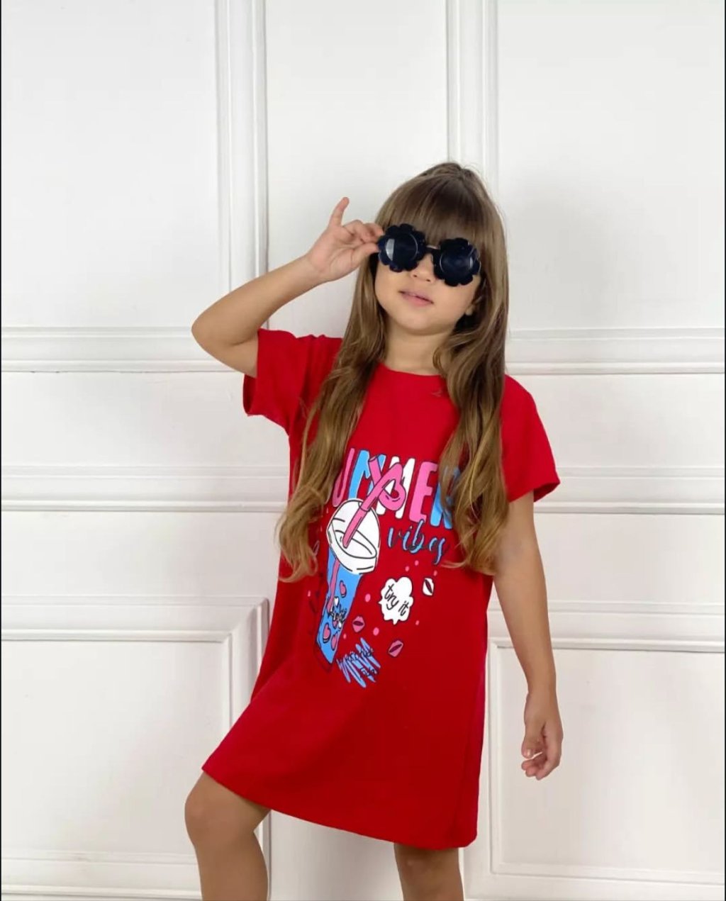 VESTIDO INF. MOLETINHO LAÇO MANGA 