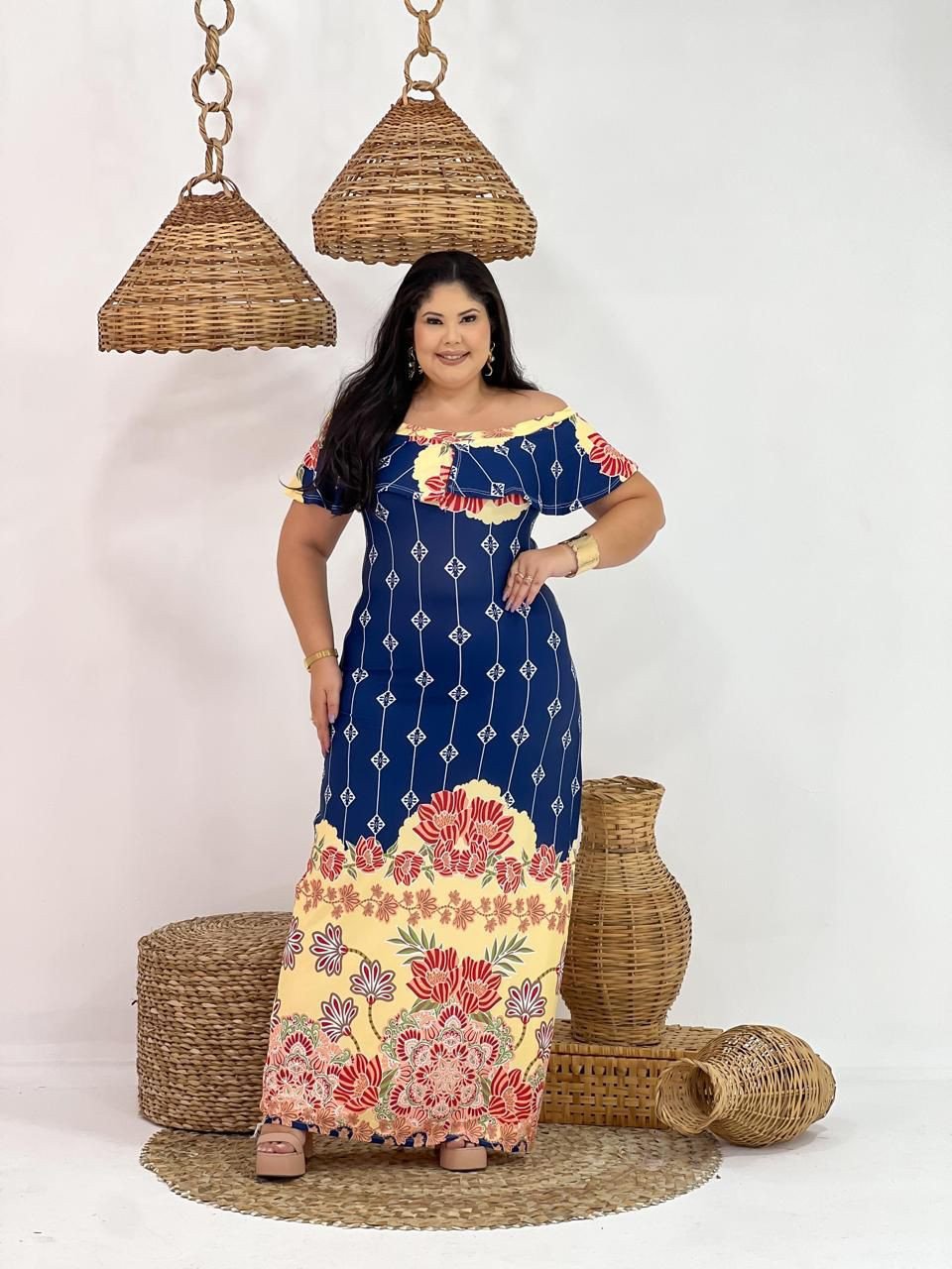 VESTIDO LONGO SUMMERPLEX C/BABADO - 60 