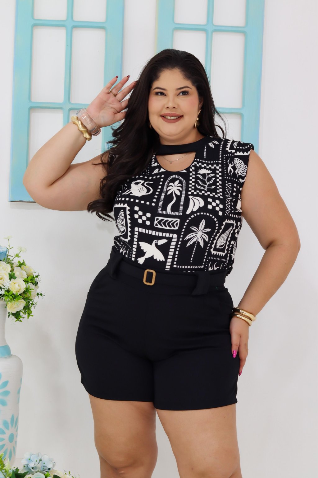 CONJUNTO PLUS SIZE CREPE AMARRAÇÃO 
