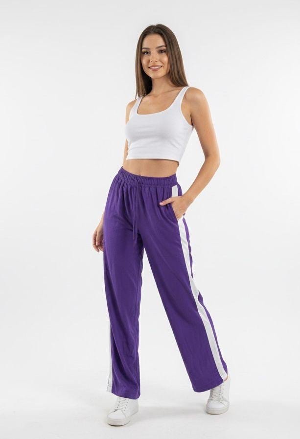 CALÇA VISCOSE LISA FAIXA LATERAL 