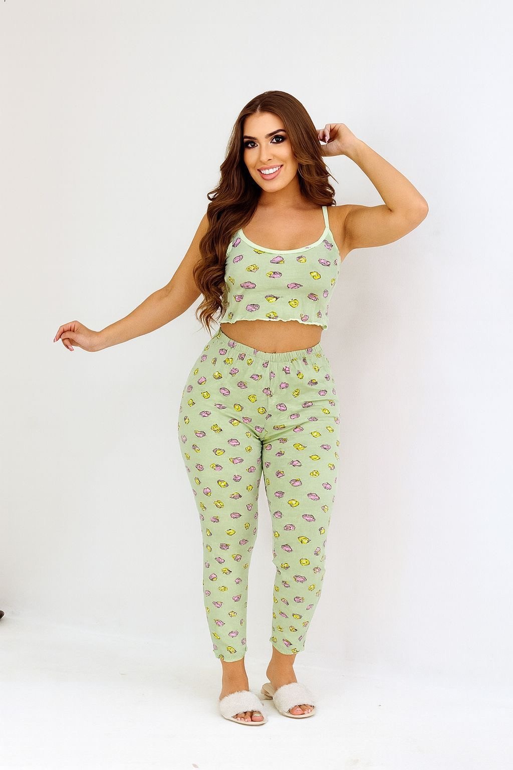 PIJAMA SUED CROPPED C/ CALÇA 