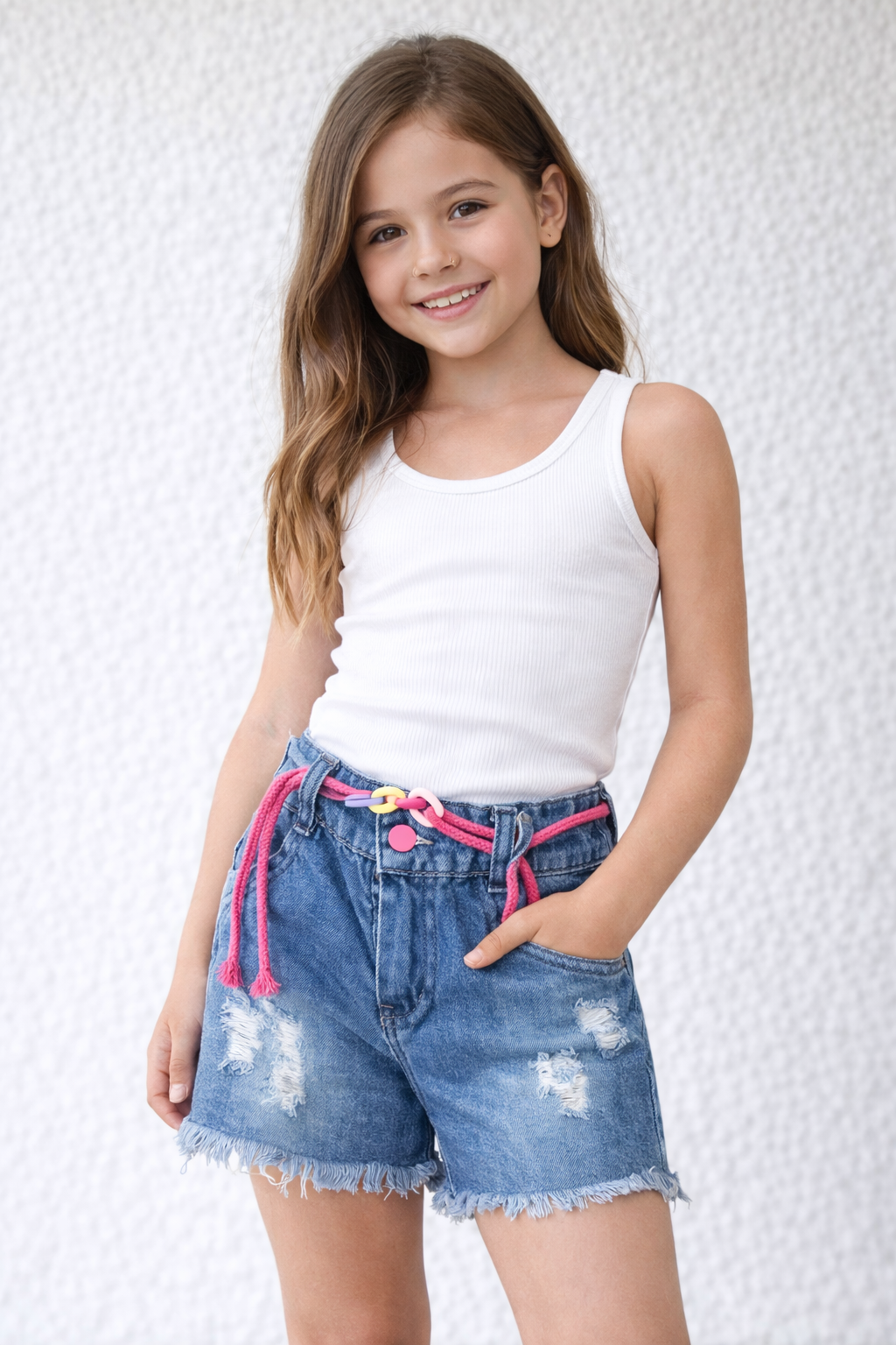 SHORT JEANS INF. C/CINTO - 1001