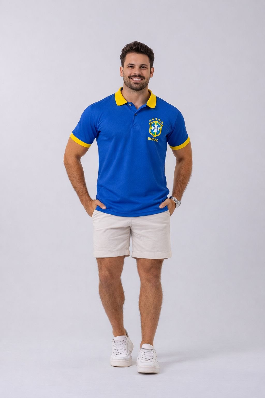 CAMISA GOLA POLO BRASIL AZUL 