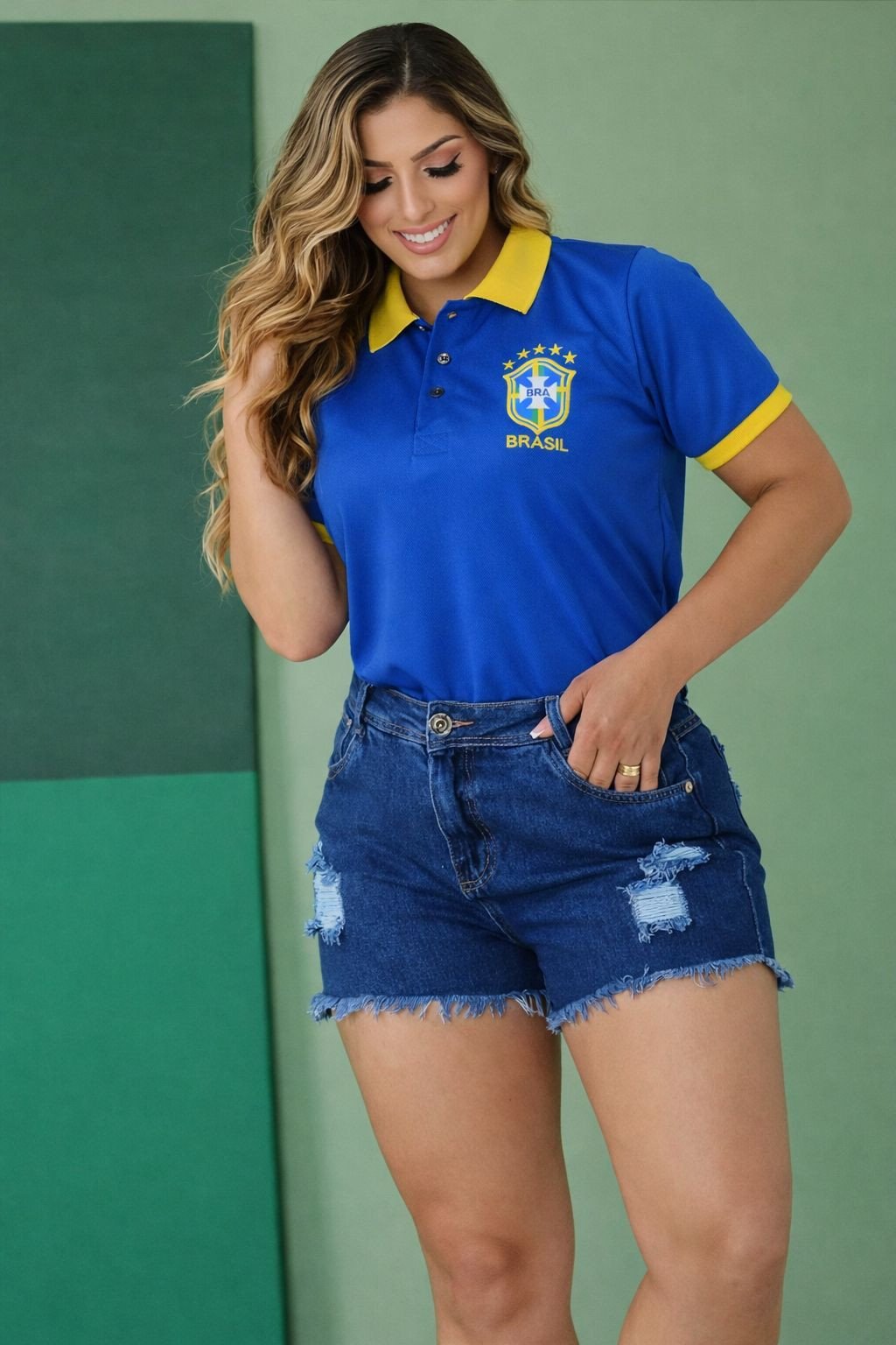 BLUSA POLO DO BRASIL AZUL - PIQUET 