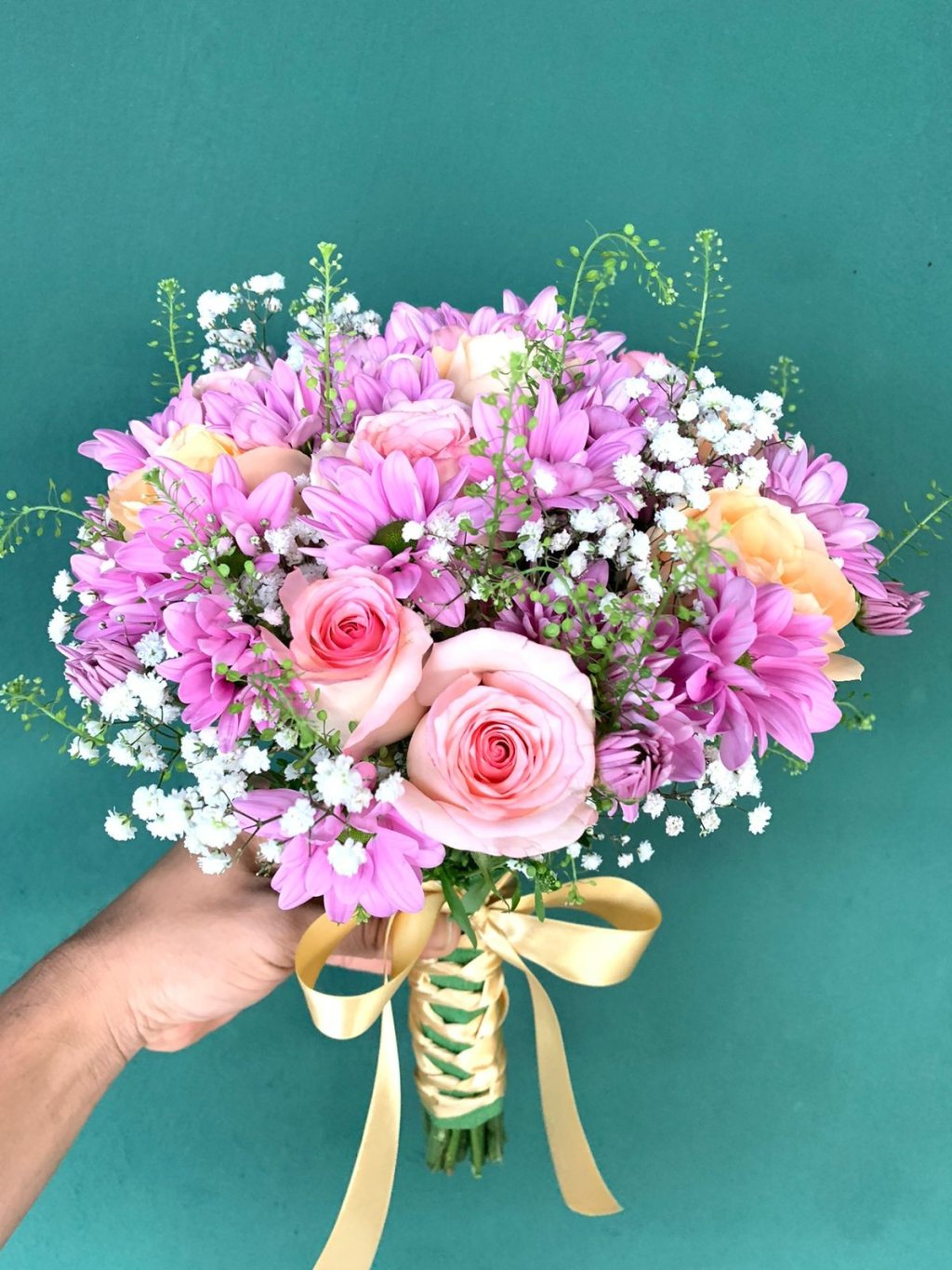 BUQUÊ DE NOIVA COM FLORES ROSADAS (1916)