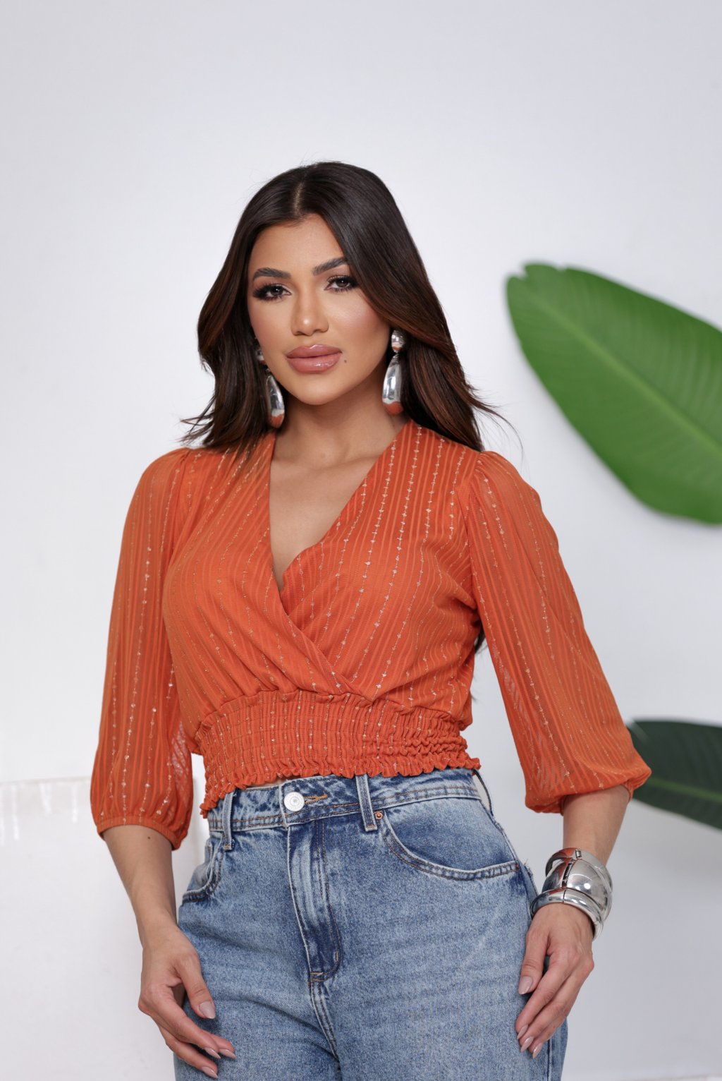 Cropped transpassado lurex