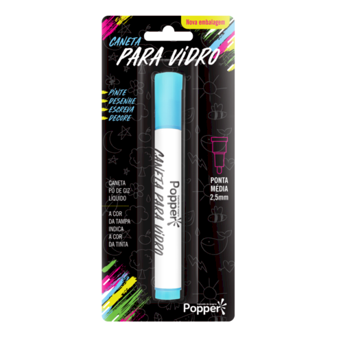 CANETA PO DE GIZ LIQUIDO AZUL UND