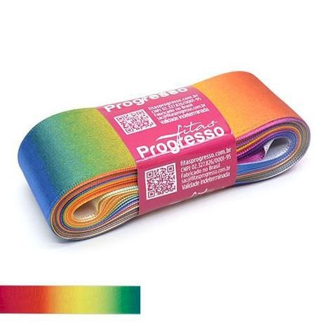 FITA CETIM DUPLO 10 METROS  38MM COR 002 MULTICOLR