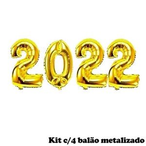 KIT BALAO METALIZADO 40CM  OU 16CM 2022 DOURADO