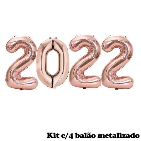 KIT BALAO METALIZADO 40CM OU 16CM 2022 ROSE