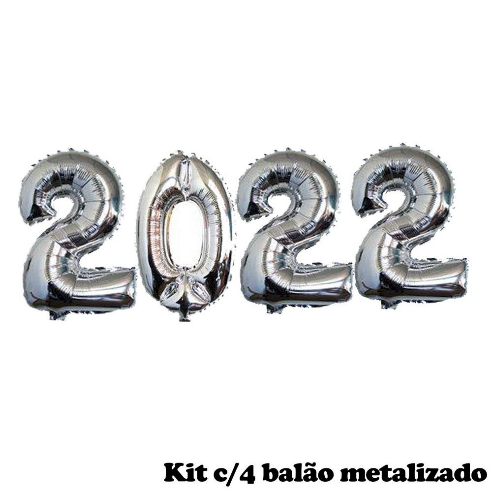 KIT BALAO METALIZADO 40CM OU 16CM 2022 PRATA
