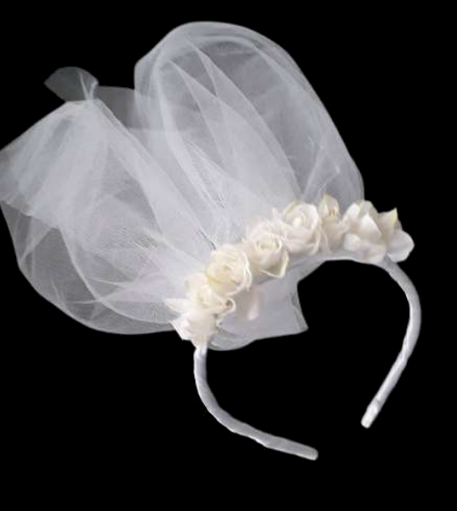 TIARA DE FLORES COM VEU DE NOIVA H-70