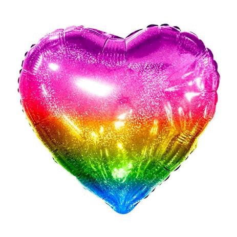 BALAO METALIZADO 20¨ CORACAO ARCOIRIS