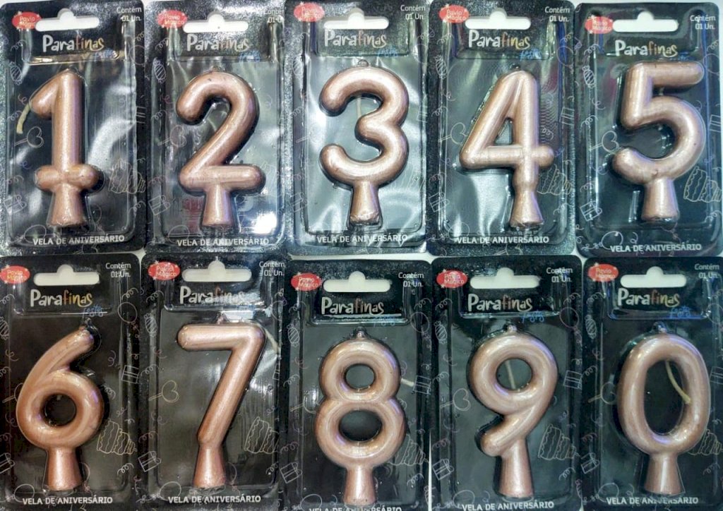 VELA TUBOLAR METAL ROSE 0 A 9 (MENCIONE O NUMERO DESEJADO VIA WHATSAPP)