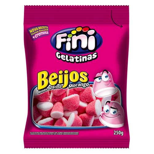 BALA FINI GELATINA 12X15G BEIJO MORANGO