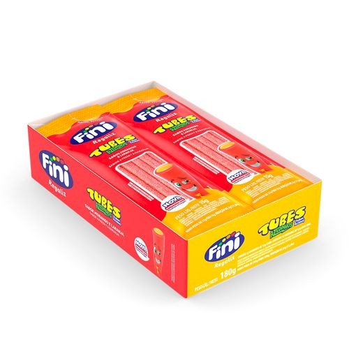 REGALIZ FINI TUBES 12X15G MORANGO LARANJA