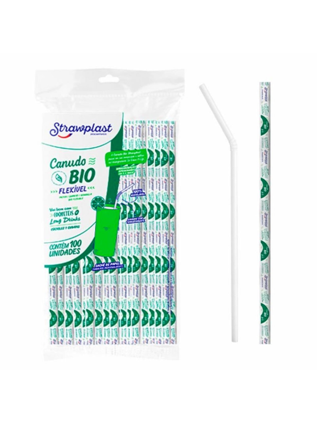 CANUDO IT´S BIO FLEX SHAKE SACHE PAPEL 6MM PACOTE C/100UND CRISTAL PP