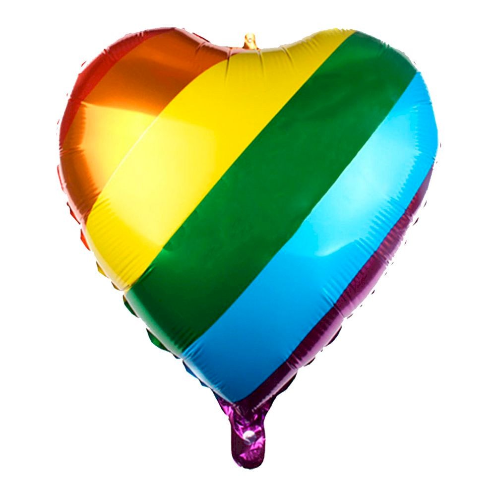 BALAO METALIZADO CORACAO ARCO IRIS 18¨