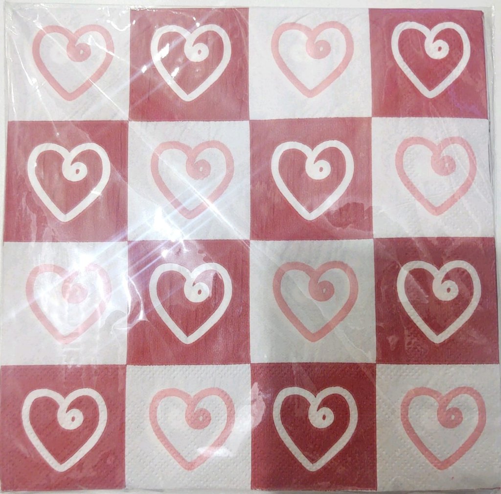 GUARDANAPOS CORACAO VERMELHO 17X17CM C/20UND MAE