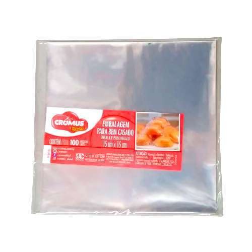 EMBALAGEM PARA BEM CASADO TRANSPARENTE 15X15CM C/100UND