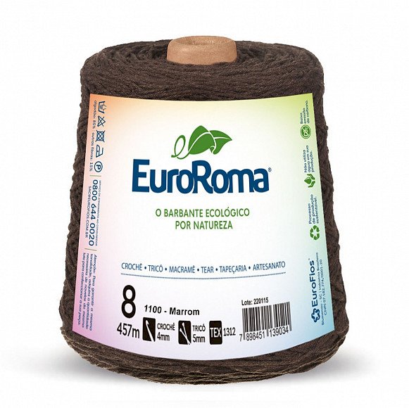 Barbante EuroRoma 4/8 Marrom (cód.1100) - 600g  Código: 640.1100