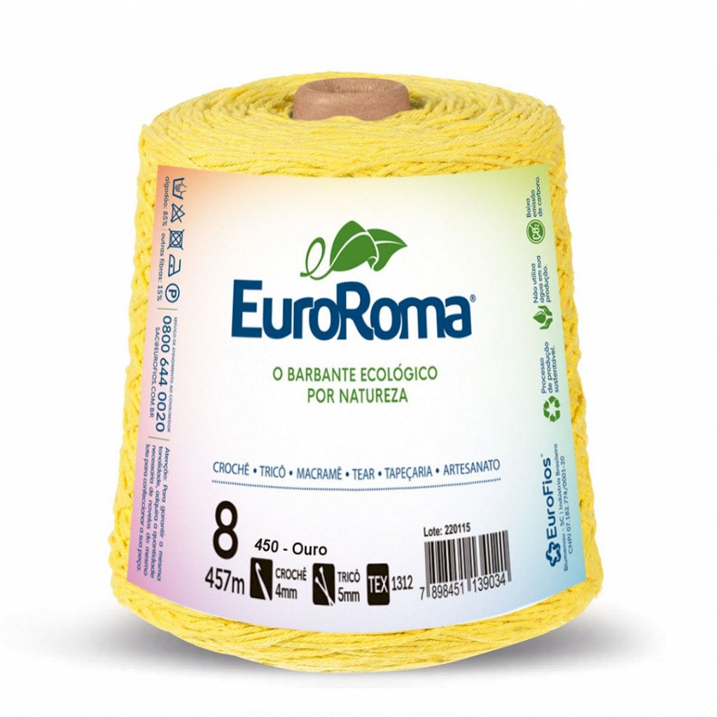 Barbante EuroRoma 4/8 Ouro (cód.450) - 600g  Código: 640.450