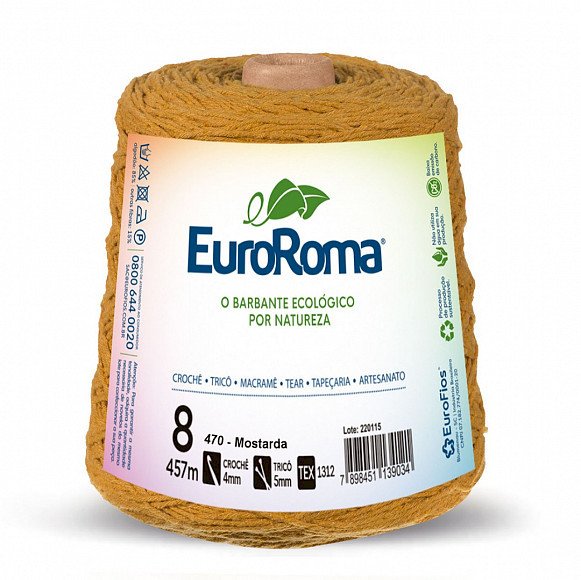 Barbante EuroRoma 4/8 Mostarda (cód.470) - 600g  Código: 640.470
