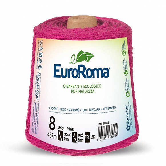 Barbante EuroRoma 4/8 Pink (cód.550) - 600g  Código: 640.550