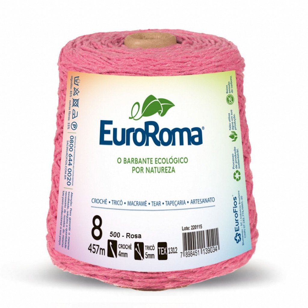 Barbante EuroRoma 4/8 Rosa (cód.500) - 600g  Código: 640.500