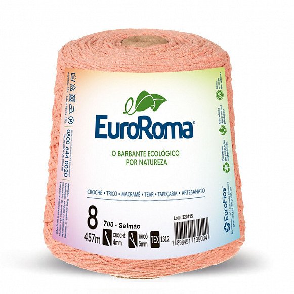 Barbante EuroRoma 4/8 Salmão (cód.700) - 600g  Código: 640.700