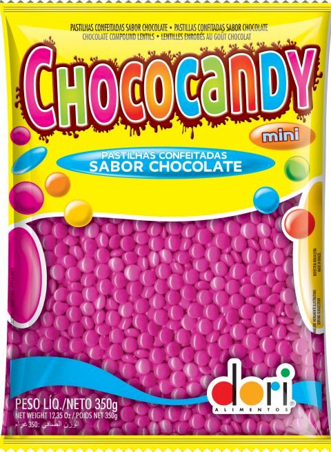 CHOCOCANDY PASTILHA CONFEITADA ROSA 350G