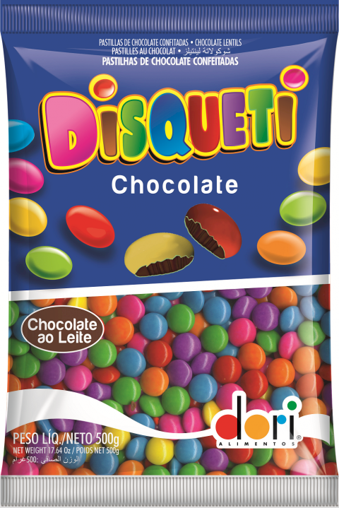 DISQUETI CHOCOLATE CONFEITADO 500G COLORIDO