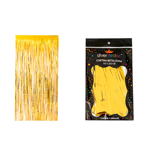 CORTINA METALIZADA TIRAS DOURADO 2 X 1MT UND Q18470
