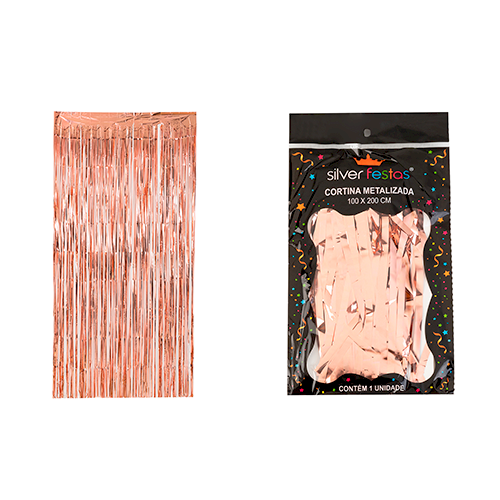 CORTINA METALIZADA TIRAS ROSE 2 X 1MT UND