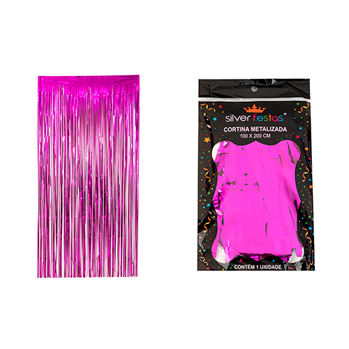 CORTINA METALIZADA TIRAS PINK 2 X 1MT UND