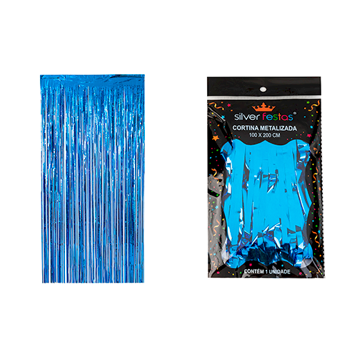 CORTINA METALIZADA TIRAS AZUL 2 X 1MT UND