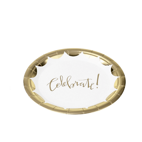 PRATO PAPEL CELEBRATE DOURADO C/10UND