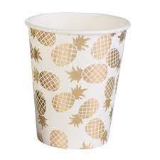COPO PAPEL ABACAXI DOURADO C/10UND