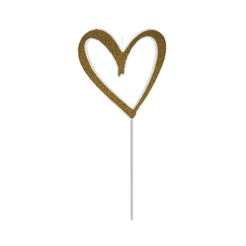 VELA CORACAO GLITTER DOURADA V101