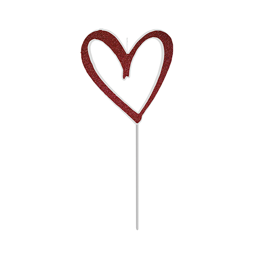 VELA CORACAO GLITTER VERMELHA V102