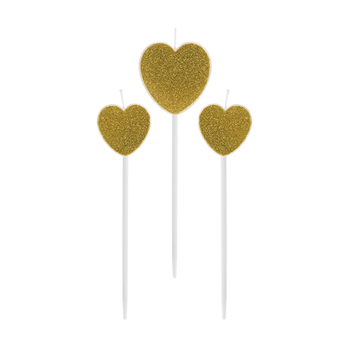 VELA TRES CORACOES GLITTER DOURADA V103