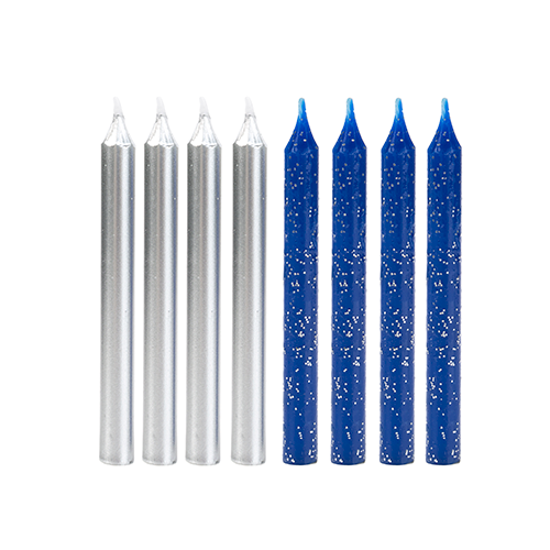 VELA PALITO AZUL GLITTER E PRATA V161